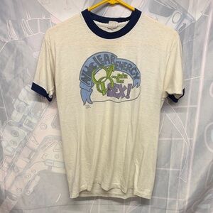 Nuclear Vintage Graphic Tee with Blue Accents